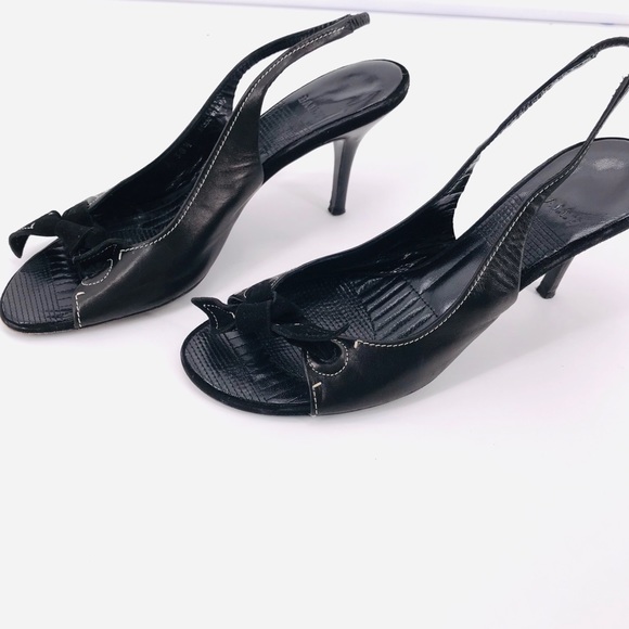 Black Open Toe Leather Sandals Bally Sz 38.5 - Picture 2 of 8